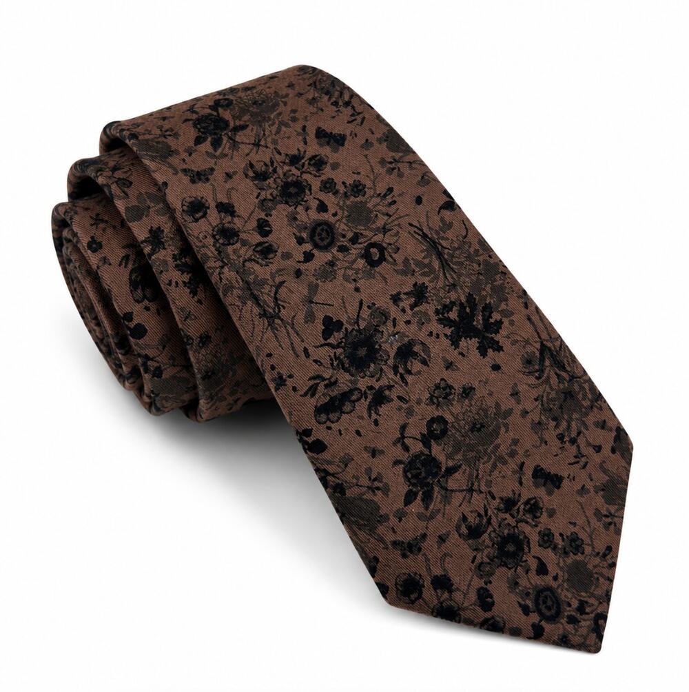 GUCCI Mauve Floral Print Silk Necktie Made in Italy $170